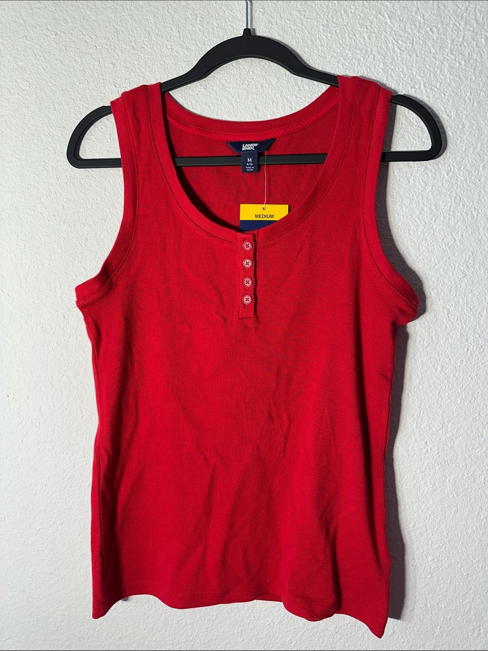 Lands' End Red Henley Button Tank